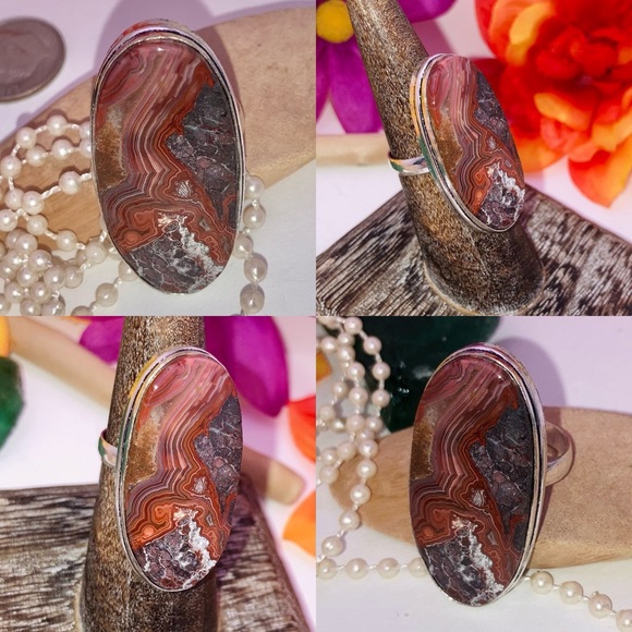 Dazzling! Mexican Laguna Lace Agate Gemstone Handmade Ring - Picture 5 of 6